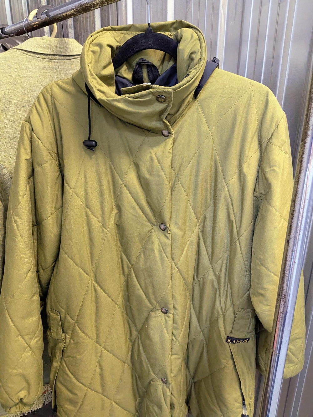 Kanuk Quilted Belted Coat Olive Green Sz 3 /Women XL  Manteau Kanuk Vert Olive